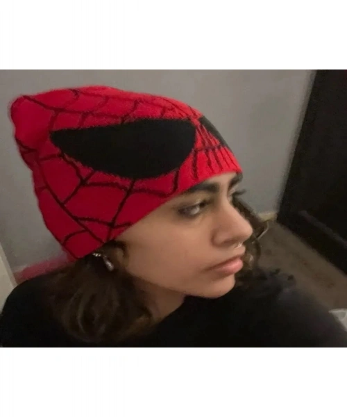 spider y2k tarzı bere kırmızı unisex yumuşak bere