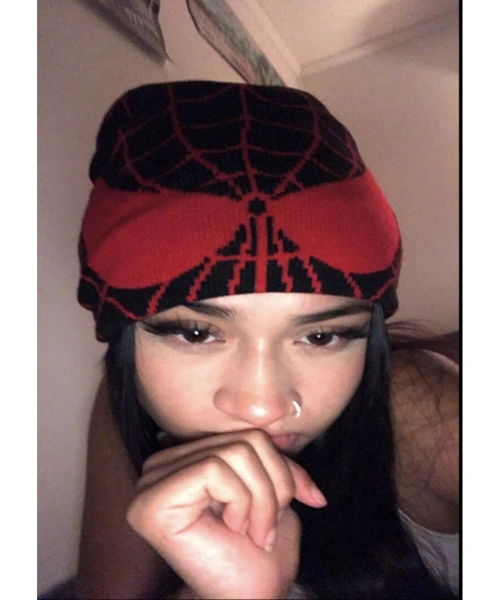 spider y2k tarzi bere siyah unisex yumusak bere