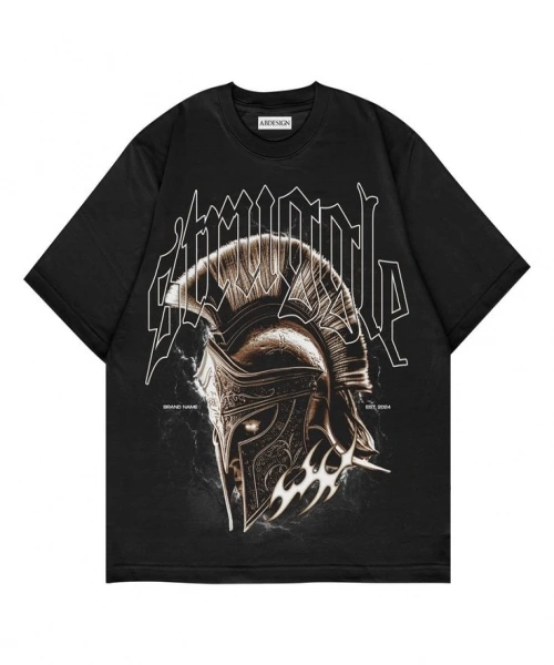 Struggle Baskılı Siyah Renk Oversize T-Shirt