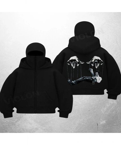Terassis Cry Baskılı Siyah Samuray Kar Maske Sweatshirt Hırka