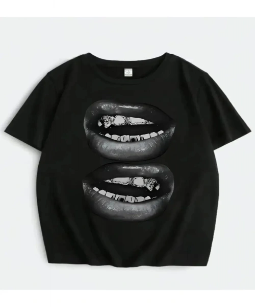 Two Lips Baskı Detaylı Oversize Unisex Kısa Kol TShirt