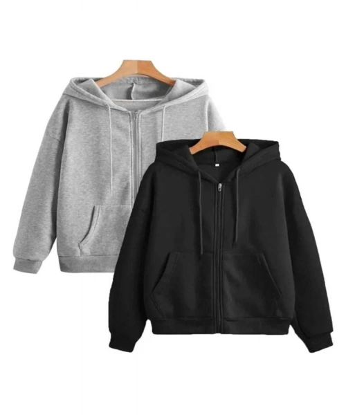 Unisex 2li Siyah Ve Gri Renk Fermuarlı 2 İplik Mevsimlık Hırka / Ceket