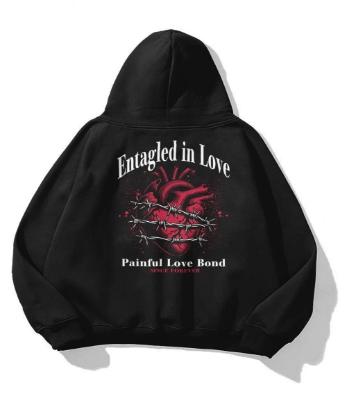Unisex Entagled in Love Sweatshirt Siyah