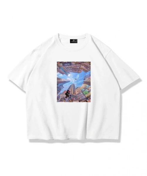 Unisex Japanese City Tshirt Beyaz