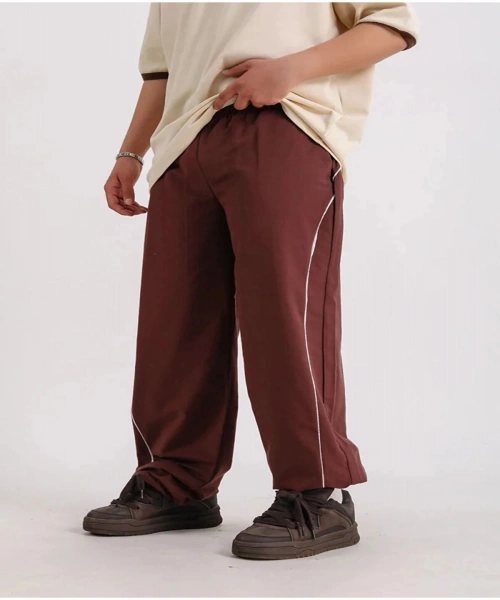 Vintage Kahverengi Baggy Paraşüt Kumaş Zip Detay Unisex Eşofman Altı