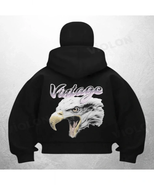 Vintage Siyah Samuray Kar Maske Sweatshirt Hırka