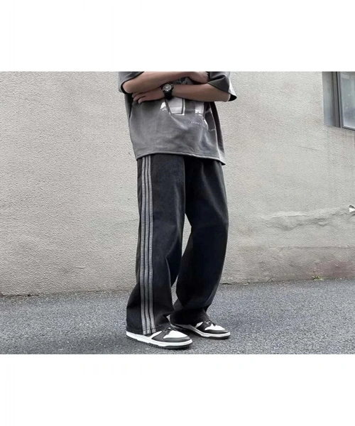 Vintage Siyah Şeritli Baggy Model Unisex Pantolon