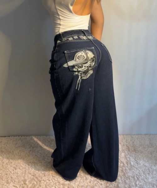 White Skull Baggy Unisex Pantolon