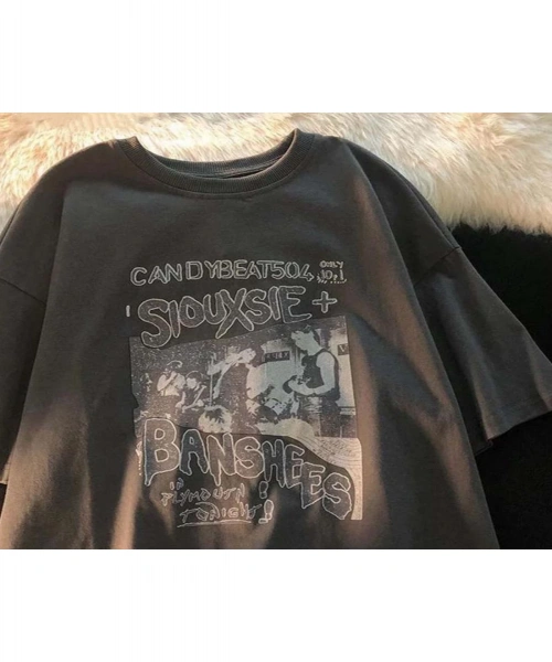 Y2k Füme Siouxsie And The Banshees Yazılı Oversize Unisex T-Shirt