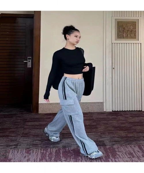 Y2K Jogg Gri Kargo Cepli Eşofman Altı