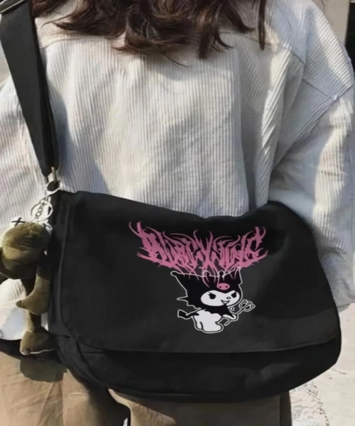 Y2K Kuromi Vintage Siyah Postacı Çanta