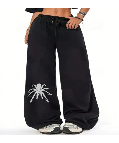 Y2k Spider Baskılı Oversize Baggy Eşofman Altı