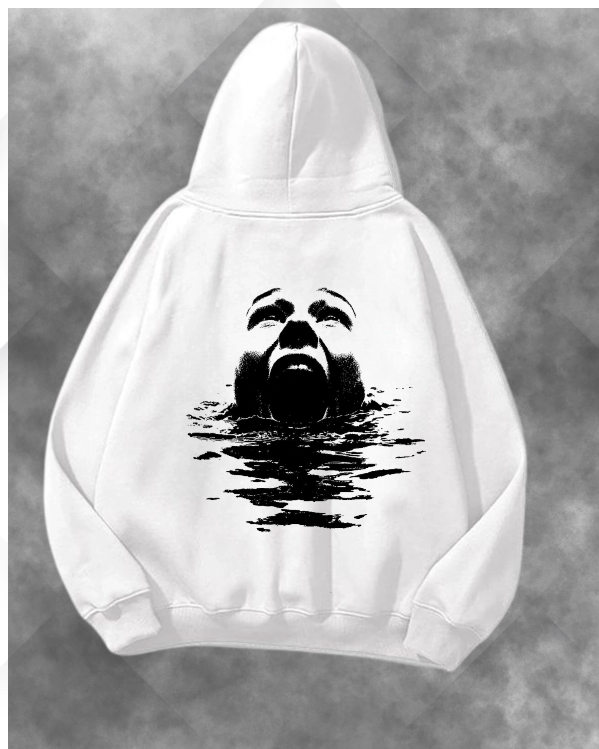 Çığlık Atan Yüz Baskılı Unisex Oversize Kapüşonlu Sweatshirt