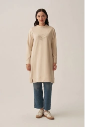 ALLDAY Pamuklu Taşlı Tunik BEJ