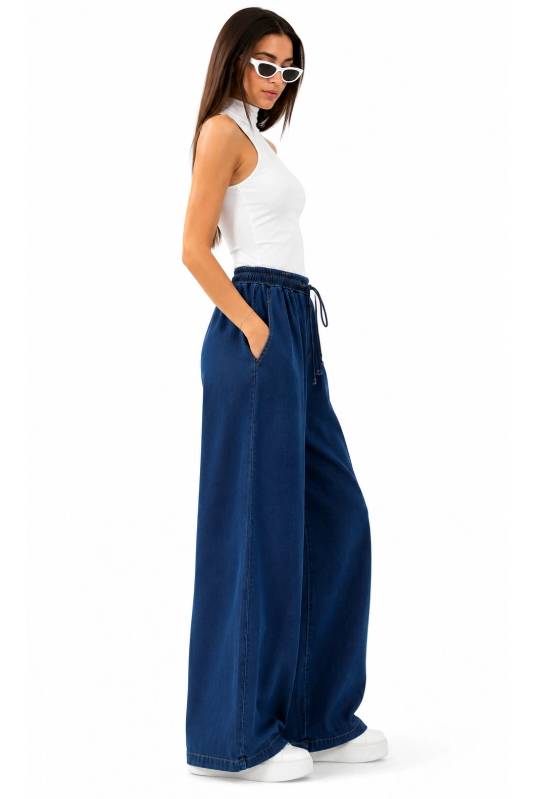 ALLDAY Beli Lastikli Denim Tensel Pantolon K.MAVİ