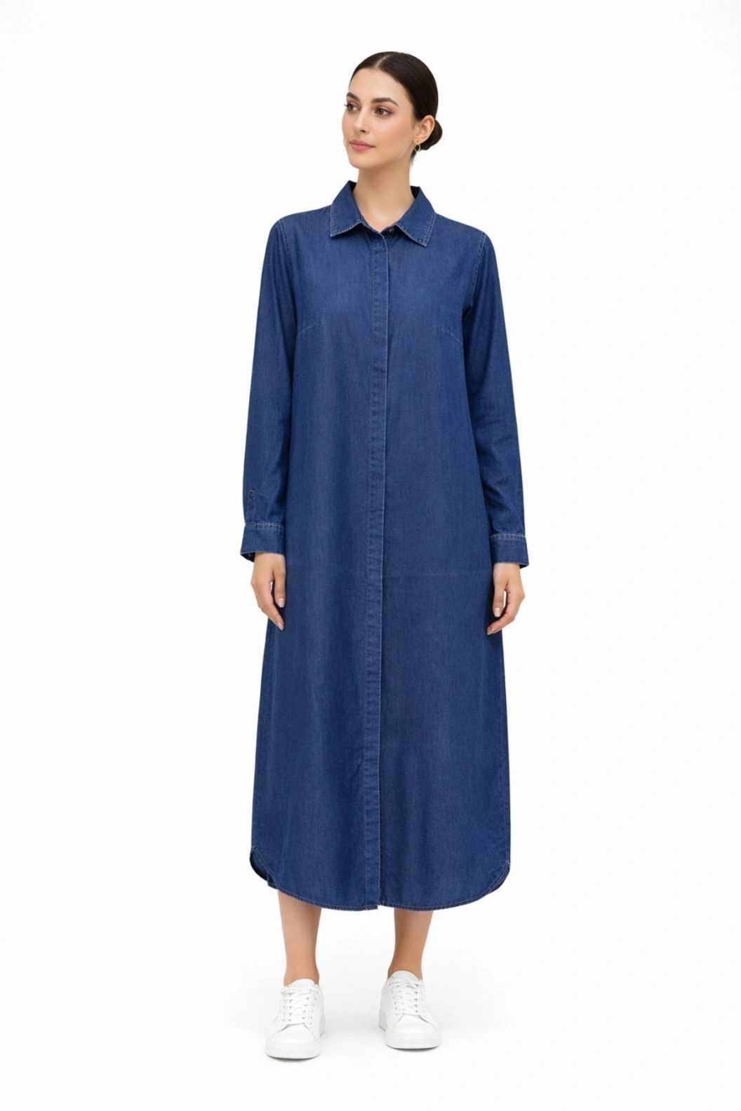 ALLDAY Gömlek Yaka Tensel Kumaş Uzun Denim Tunik-Elbise K.MAVİ