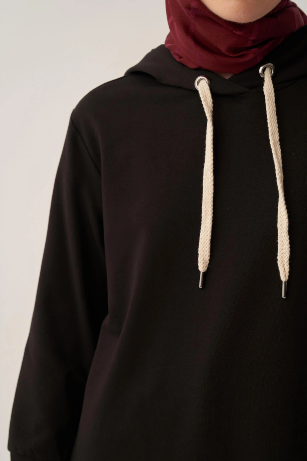 ALLDAY Kuşgözlü Kapüşonlu Cepli Sweat Tunik SİYAH