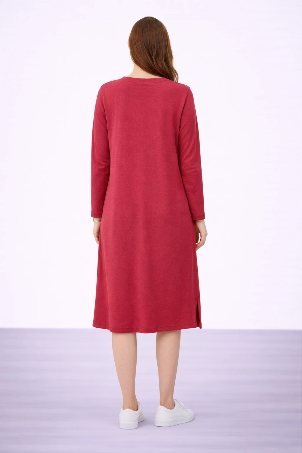 FELLİ Yumuşak Dokulu Uzun Tunik BORDO