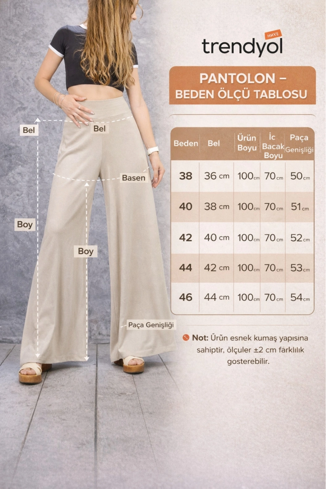 İDOL Geniş Paça Penye Etek Pantolon BEJ