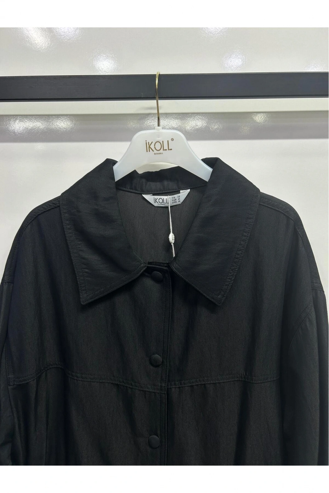 İKOLL Kolu Garnili Denim Görünümlü Kap SİYAH