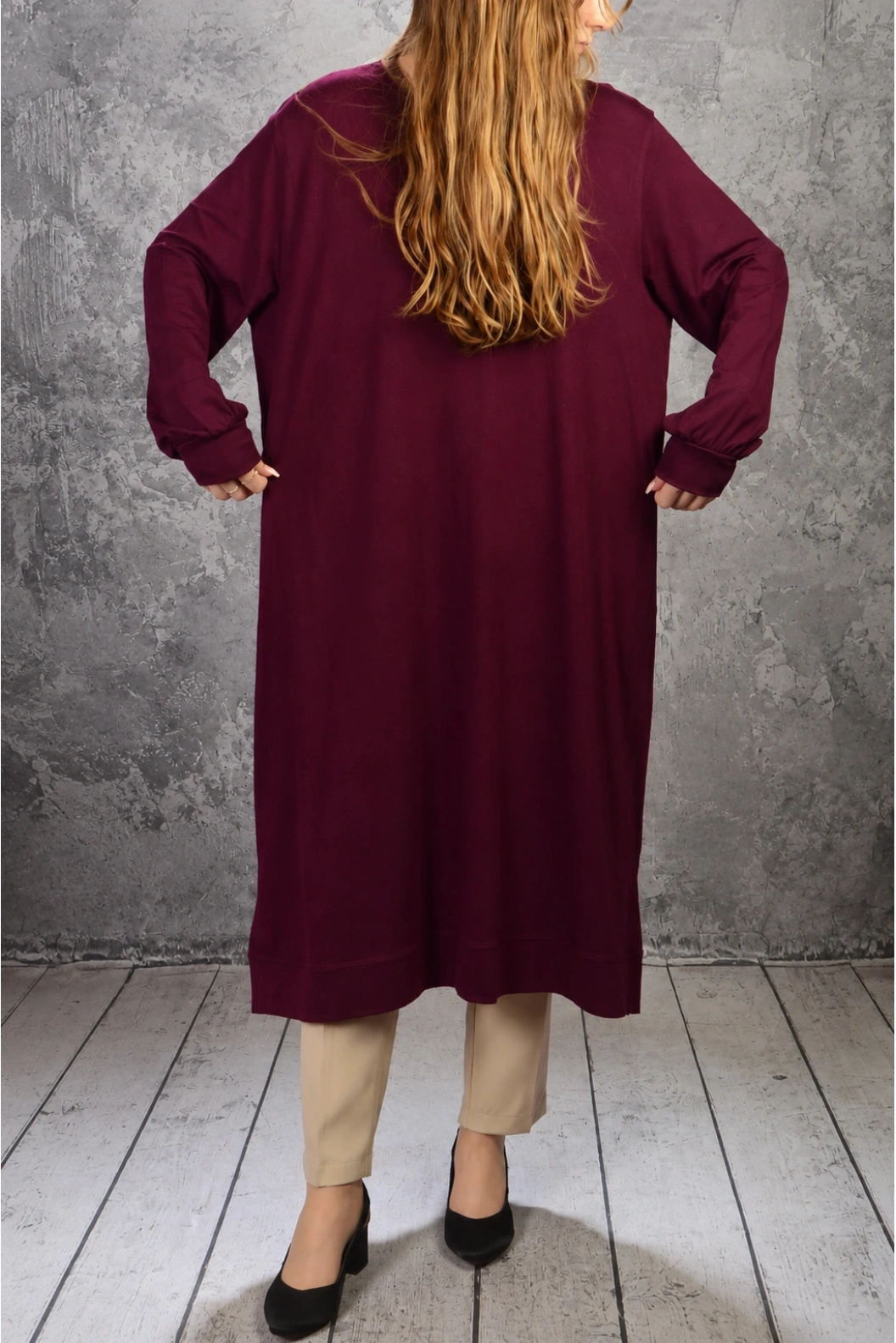 PENYE RAHAT KALIP OVERSİZE VİSCON UZUN TUNİK BORDO