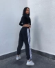 Şeritli Jogger Eşofman-Siyah