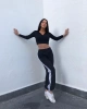 Şeritli Jogger Eşofman-Siyah