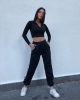 Şeritli Jogger Eşofman-Siyah
