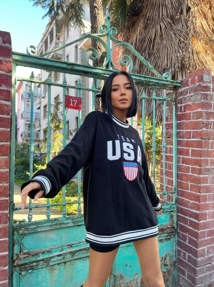 USA Team Sweatshirt-Siyah