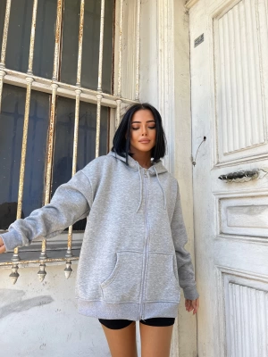 Oversize Şardonlu Hırka-Gri