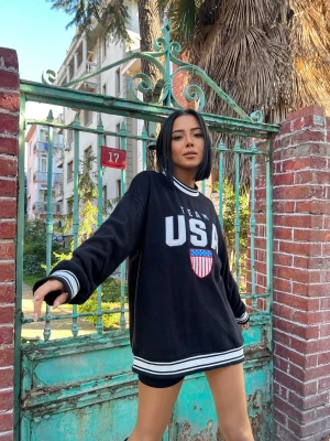 USA Team Sweatshirt-Siyah