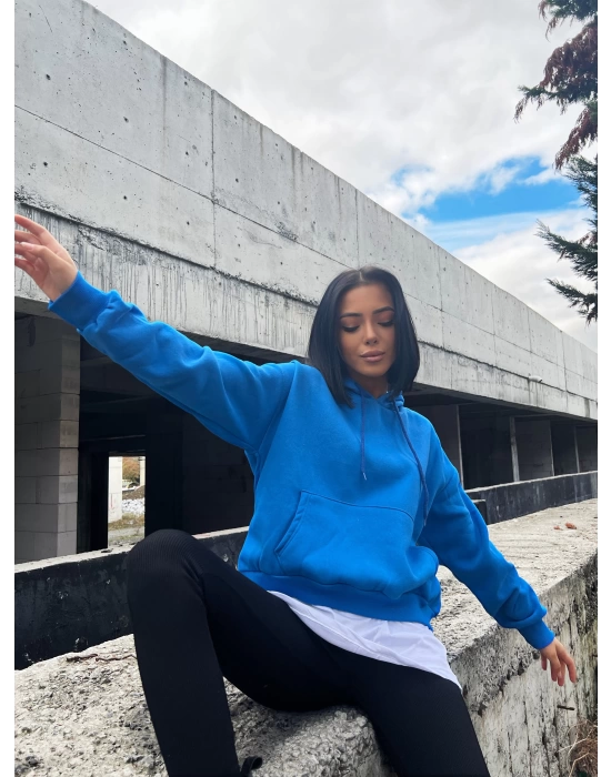Basic İkili Sweatshirt-Mavi