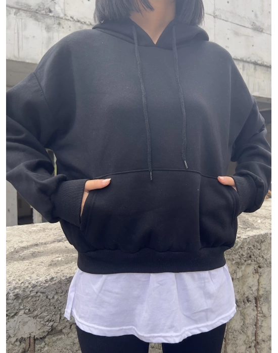 Basic İkili Sweatshirt-Siyah