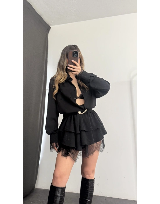 Noir Gömlek Elbise - Siyah