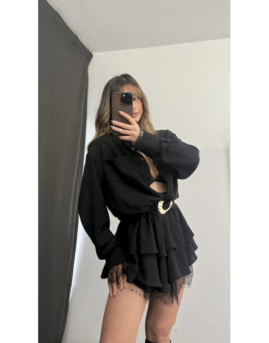 Noir Gömlek Elbise - Siyah