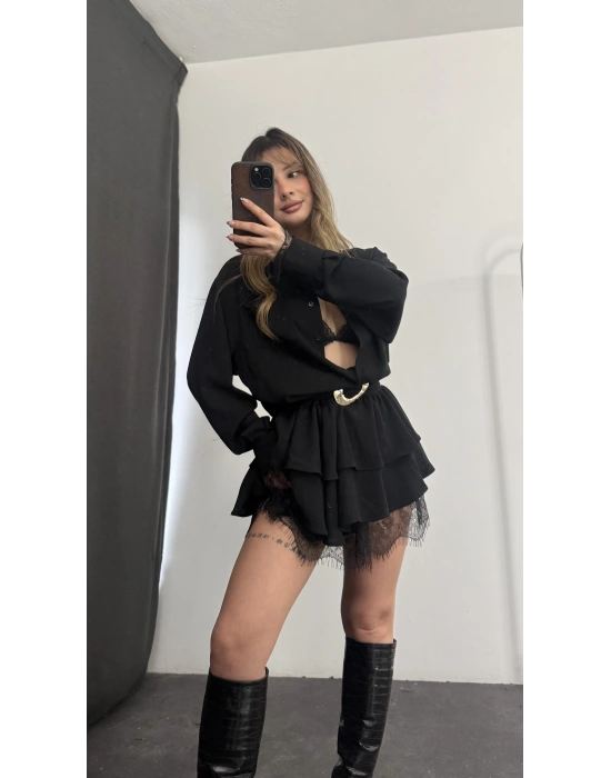 Noir Gömlek Elbise - Siyah