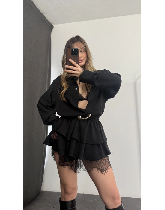 Noir Gömlek Elbise - Siyah