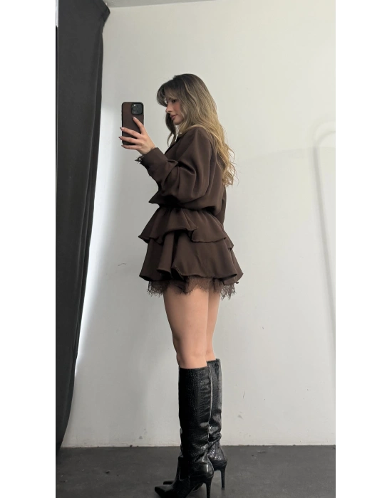 Noir Gömlek Elbise - Kahve