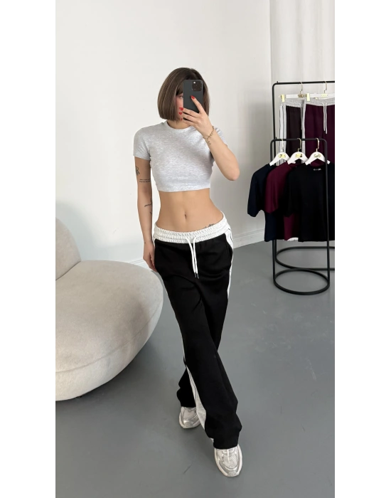 Finn Şeritli Salaş Eşofman - Siyah