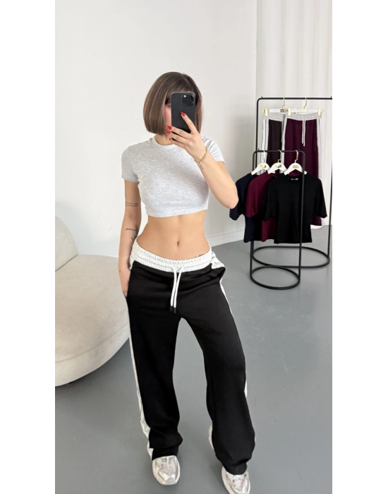 Finn Şeritli Salaş Eşofman - Siyah