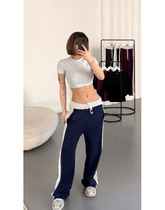 Finn Şeritli Salaş Eşofman - Lacivert