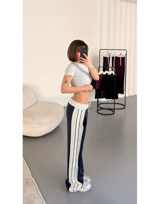 Finn Şeritli Salaş Eşofman - Lacivert