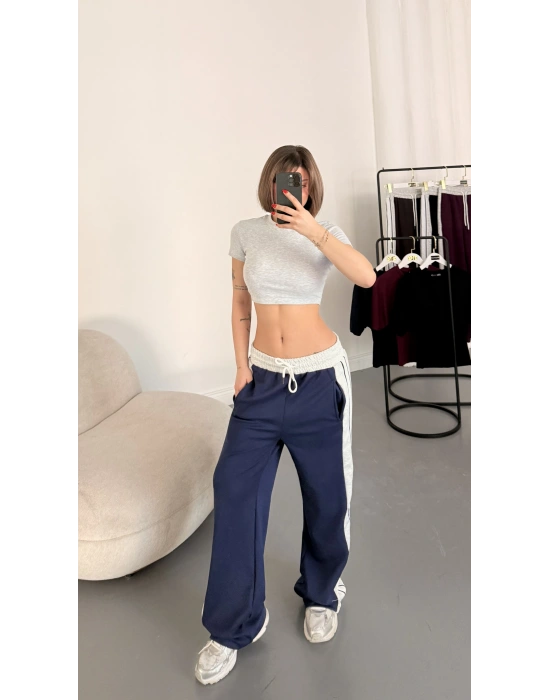 Finn Şeritli Salaş Eşofman - Lacivert