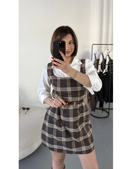 Avis Gömlek Detay Elbise - Kahve