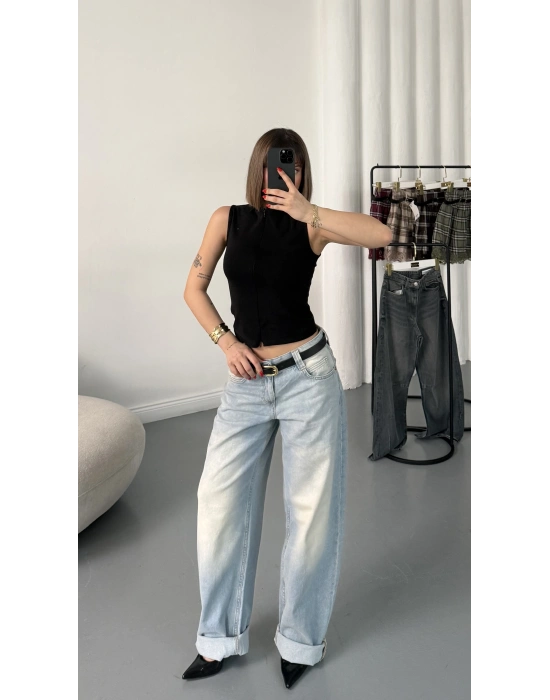 Lea Kolsuz Fermuarlı Bluz - Siyah