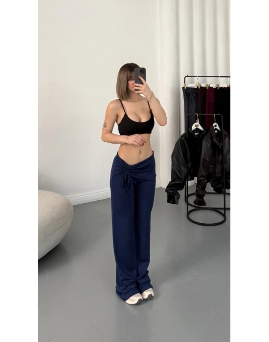 Mila Bel Büzgülü Oys Pantolon - Lacivert