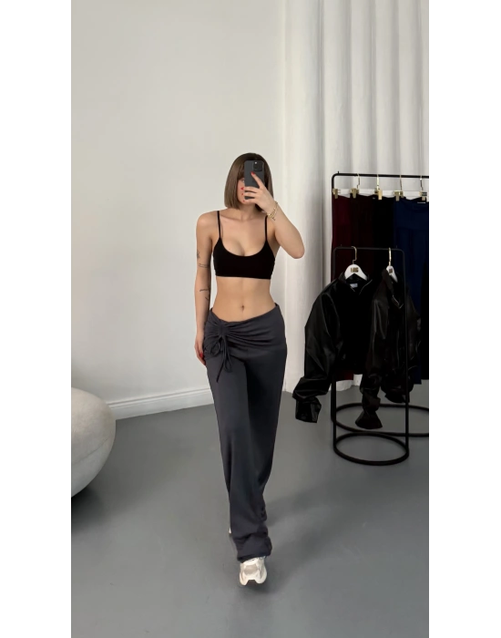 Mila Bel Büzgülü Oys Pantolon - Antrasit