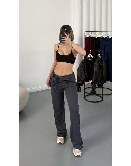 Mila Bel Büzgülü Oys Pantolon - Antrasit