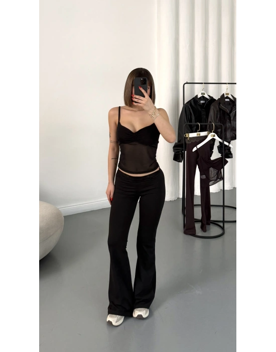 Paris Dantel Detay İspanyol Takım - Siyah