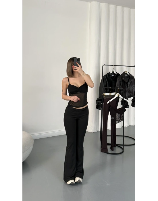 Paris Dantel Detay İspanyol Takım - Siyah